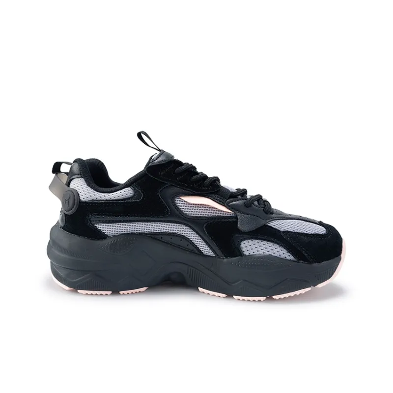 Angela Chunky Sneakers Women's Low Top Obsidian Black/Rose Pink-3