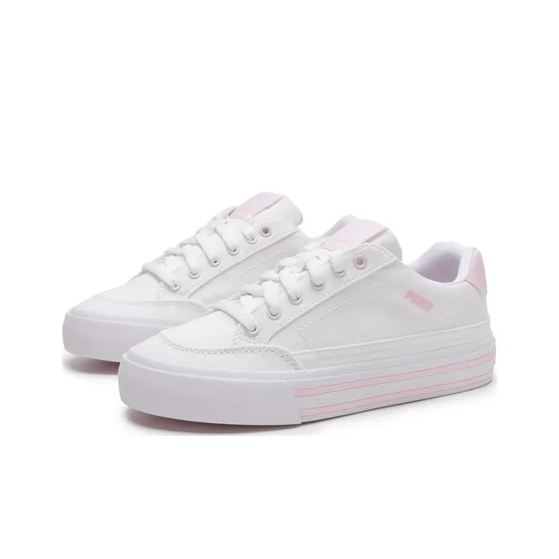 PUMA Court Classic Slip-Resistant Cushioning Low-Top Skateboard Shoes Unisex White Pink-2