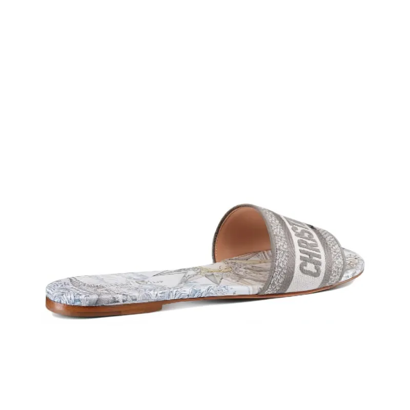 DIOR Dway Slide Slippers Women's White Gray-3