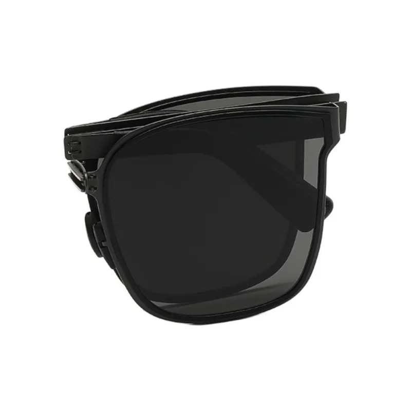 Pair Ponyo Stainless Steel Square Sunglasses Unisex Black Gunmetal/Tortoiseshell Gunmetal-1