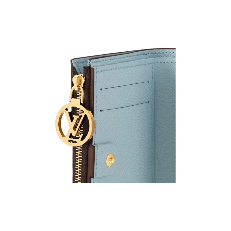 LOUIS VUITTON Lisa Canvas Wallet Women's Brown & Light Blue-5