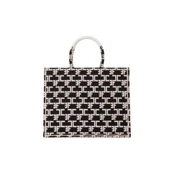 Elisabetta Franchi Viscose Tote Bag Shopping Bag Handbag Large Size Women's Black
