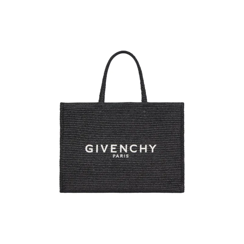 Givenchy G Tote Raffia Tote Bag Shopping Bag Handbag Medium Size Women's Black-0