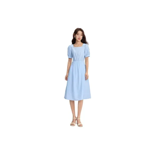 SLLSKY Short-Sleeved Dresses Women's Misty Blue