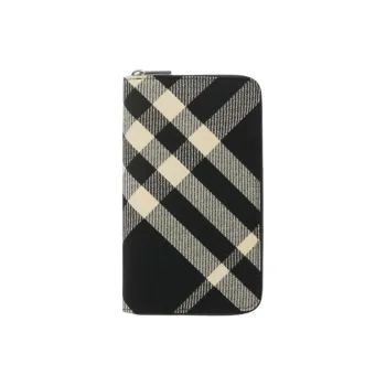Burberry Polyester Wallet Large Size Men's Black & Calico