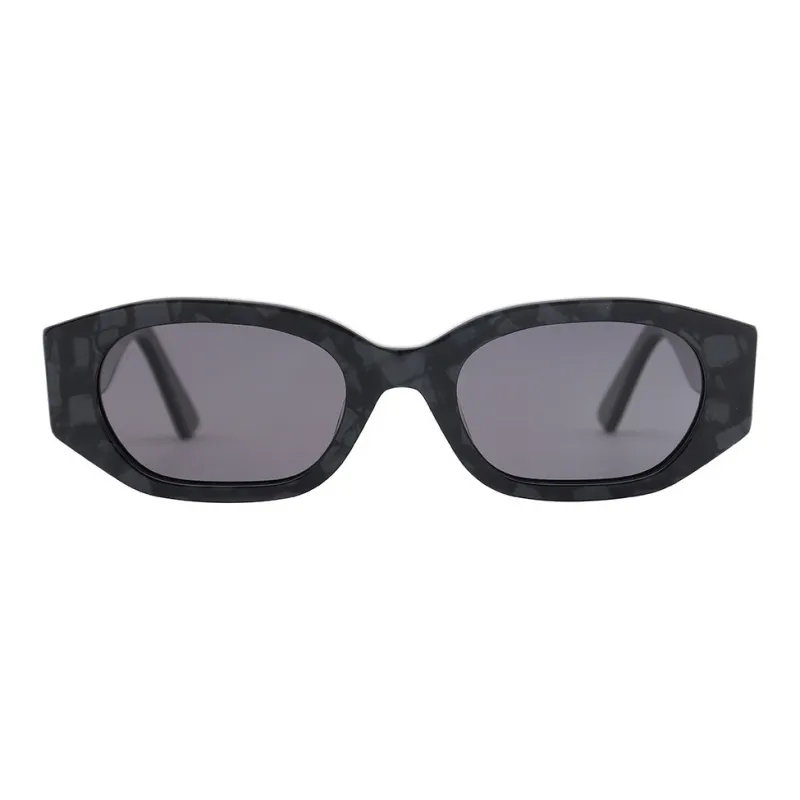 Pair Ponyo Plate Frame Square Sunglasses Unisex Gray Brown-1