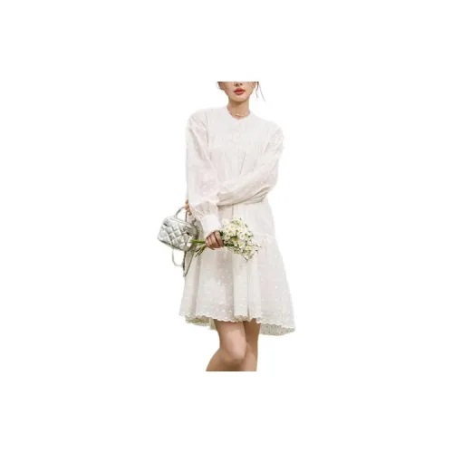 MISHOW Long-Sleeved Dresses Women's Milk Foam White