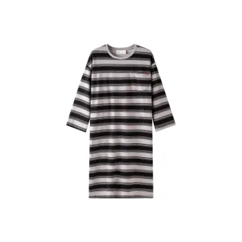 Meonsill Nightgown Women's Gray Black Stripes