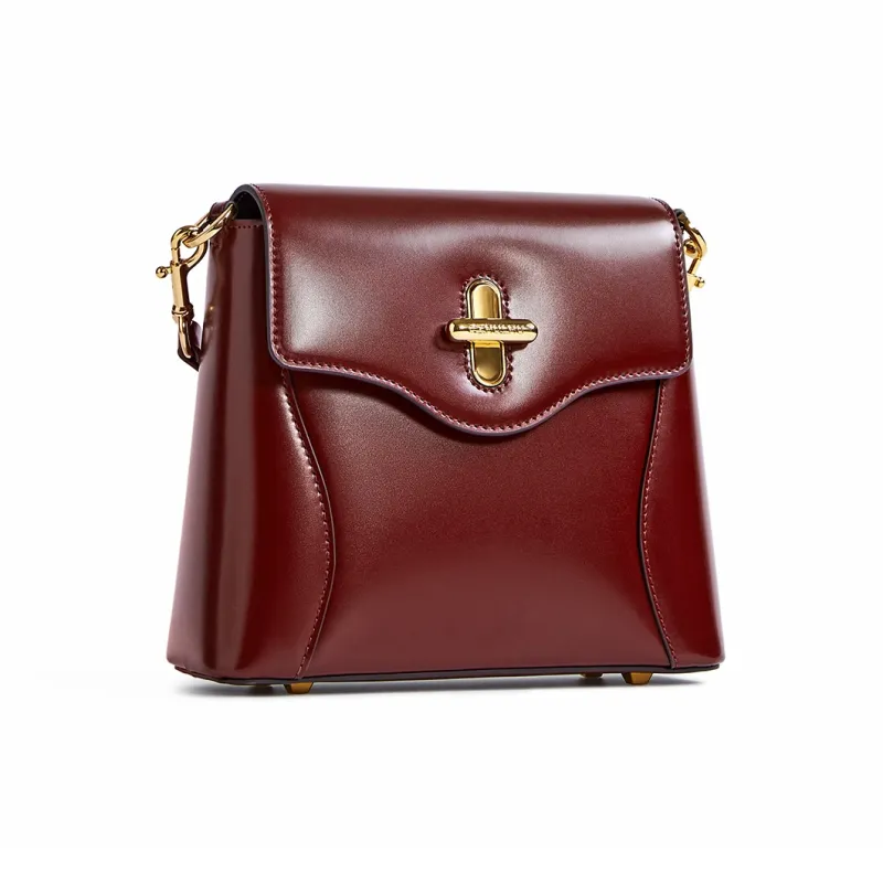 Cthulhu Cow Split Leather Modern Box Bag Patchwork Handbag Crossbody Bag Medium Size Women's Burgundy/Black-2
