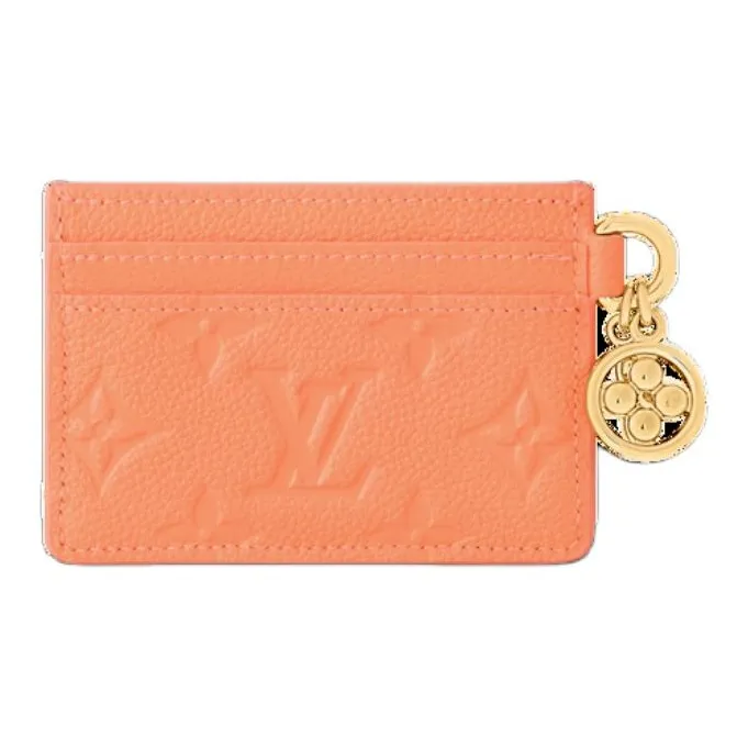 LOUIS VUITTON Leather Card Holder Women's Apricot-2