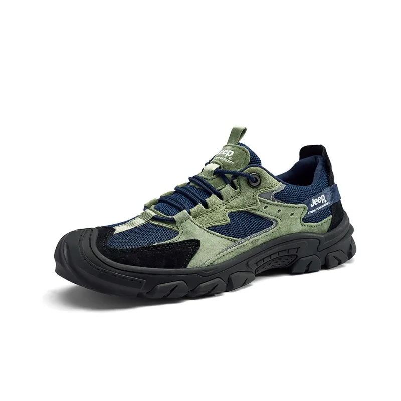 Jeep Cushioned Anti Slip Wear Resistant Breathable Lightweight Hiking Trekking Shoes Women's Pine Green Blue-1