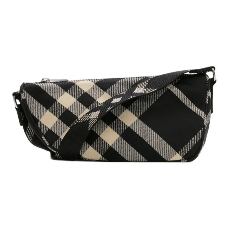 Burberry Shield Cotton With Polyester Shoulder Bag, Crossbody Bag Small Size Men's Black-0