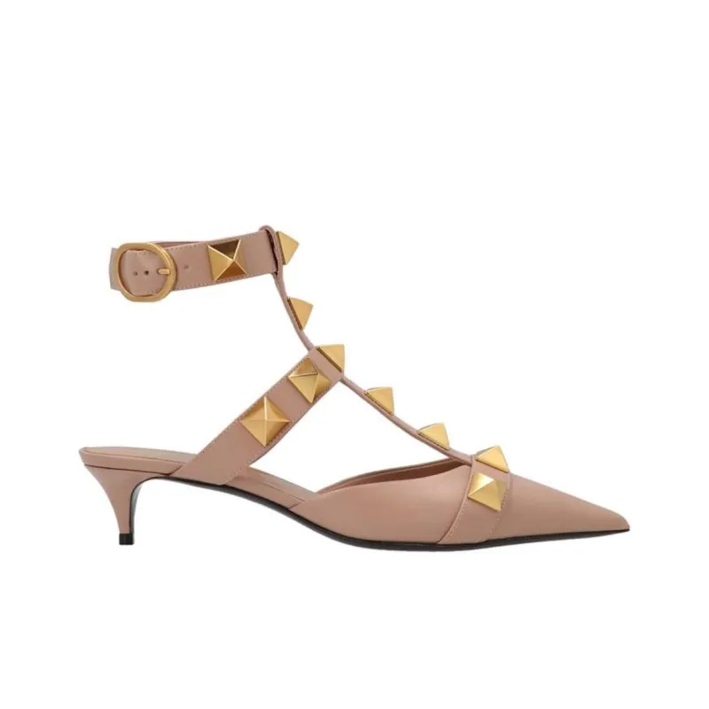 Valentino Roman Stud Casual Single Shoes Women's Light Brown-1