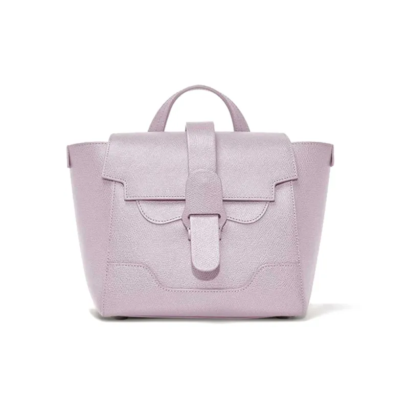 SENREVE Litchi Grain Top Grain Cow Leather Handheld Backpack Crossbody Bag Small Size Unisex Lavender-0