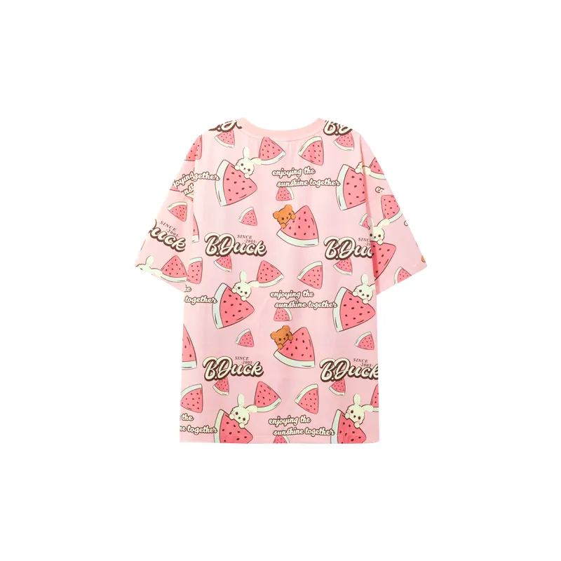 B.Duck T Shirt Women's Pink All Over Print-1