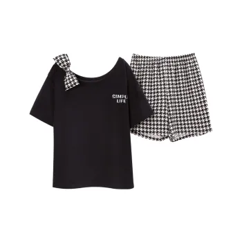CAIHENGTONG Spring And Summer Pajama Set Women's Black
