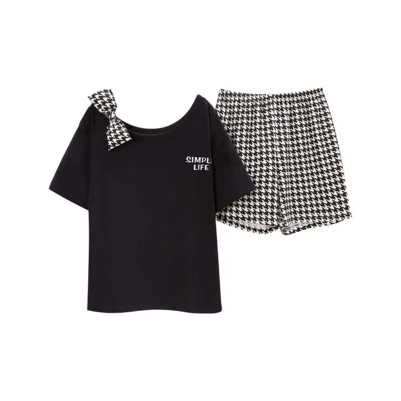 CAIHENGTONG Spring And Summer Pajama Set Women's Black-0
