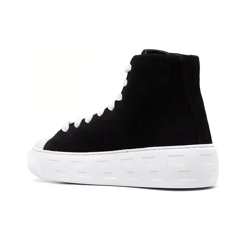 VERSACE Skateboard Shoes Women's High-Top Black/White-3