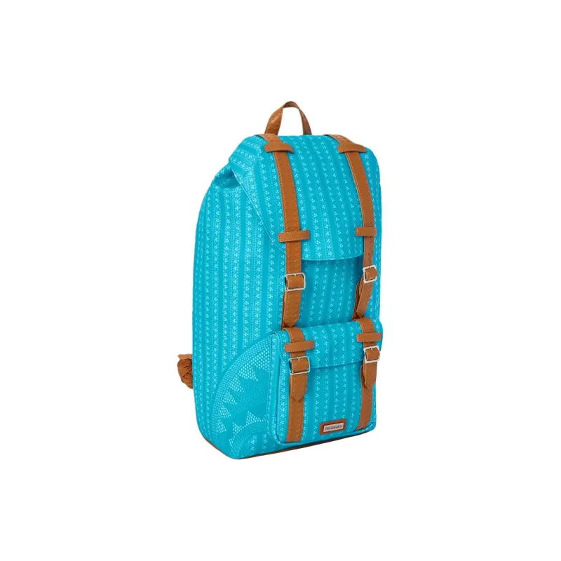 SPRAYGROUND Solid Color Leather Water-Resistant Fabric Backpack Unisex Turquoise-1