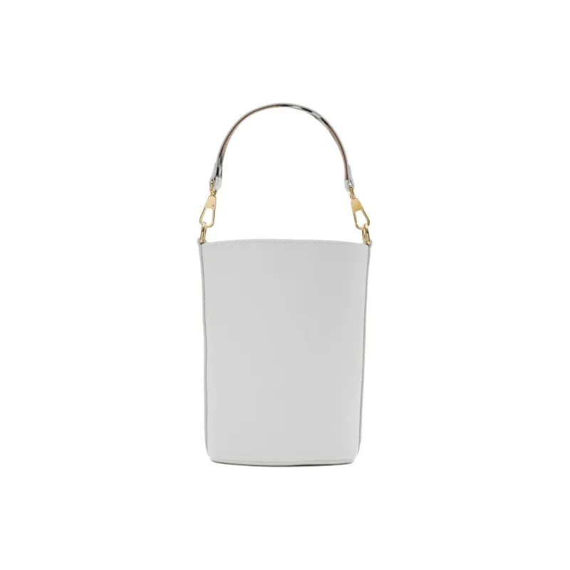 Burberry Textured Calfskin Bucket Bag Handbag Shoulder Bag Crossbody Bag Small Size Women's White-2