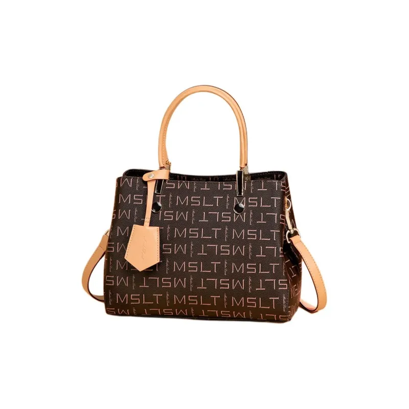 MashaLanti PVC Shoulder Bag Crossbody Bag Handbag Medium Size Women's Coffee & Apricot/Coffee & Red-0
