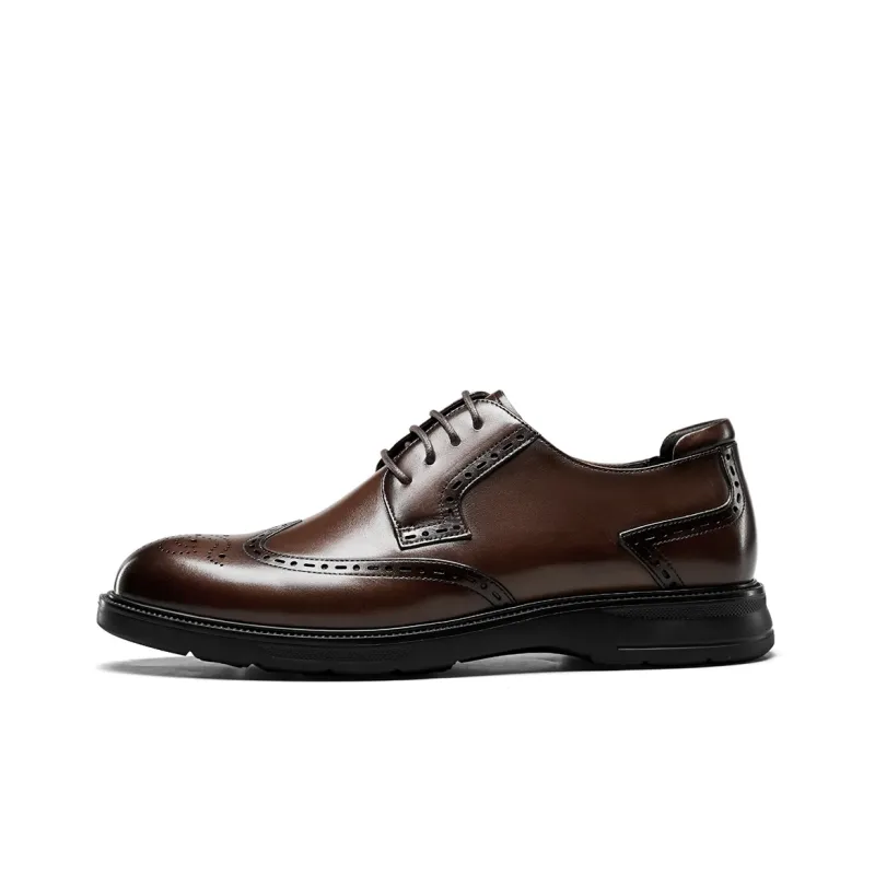 YEARCON Dress Shoes Men Low Top Brown-4