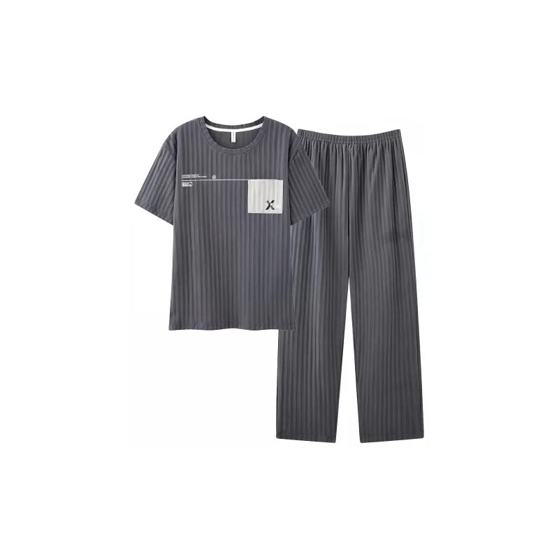 CAIHENGTONG Pajama Set Men's Dark Gray-0