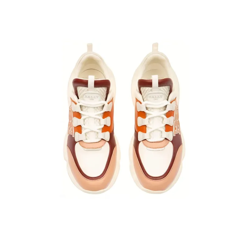 BALLY Maily Cushioning Anti-Slip And Wear-Resistant Mid-Top Chunky Sneakers Women's Red Orange-0