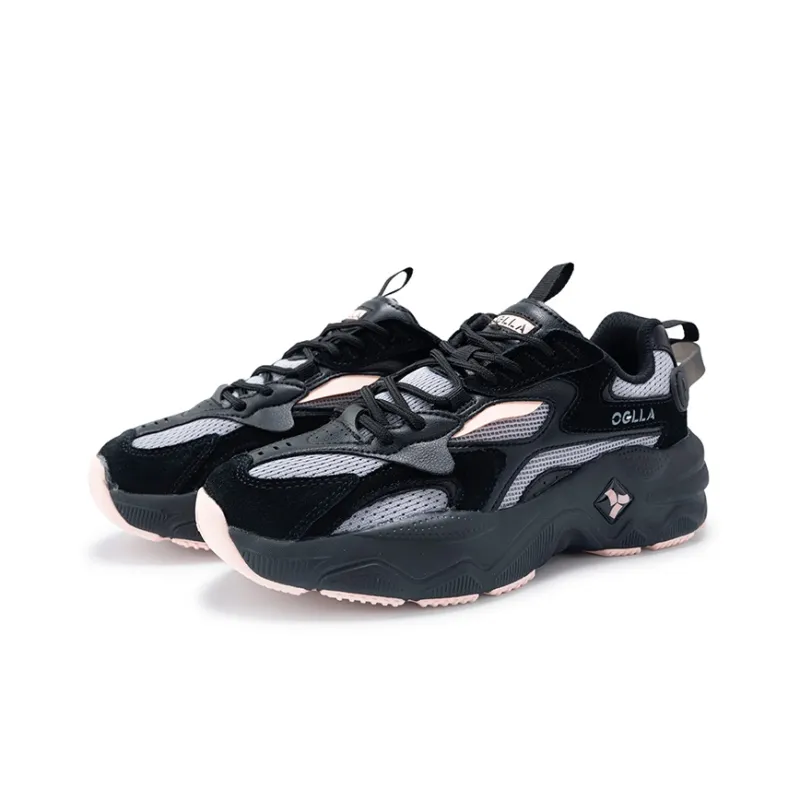 Angela Chunky Sneakers Women's Low Top Obsidian Black/Rose Pink-4
