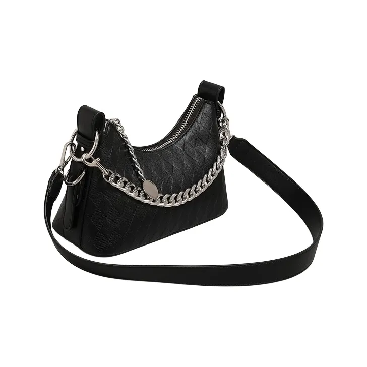 PESASRIE PU Crossbody Bag Handbag Shoulder Bag Regular Women's Black/Ecru/Light Pink-11