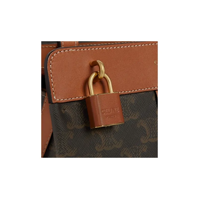 CELINE Cow Leather Handbags Shoulder Bag Crossbody Bag Women's Tawny-3