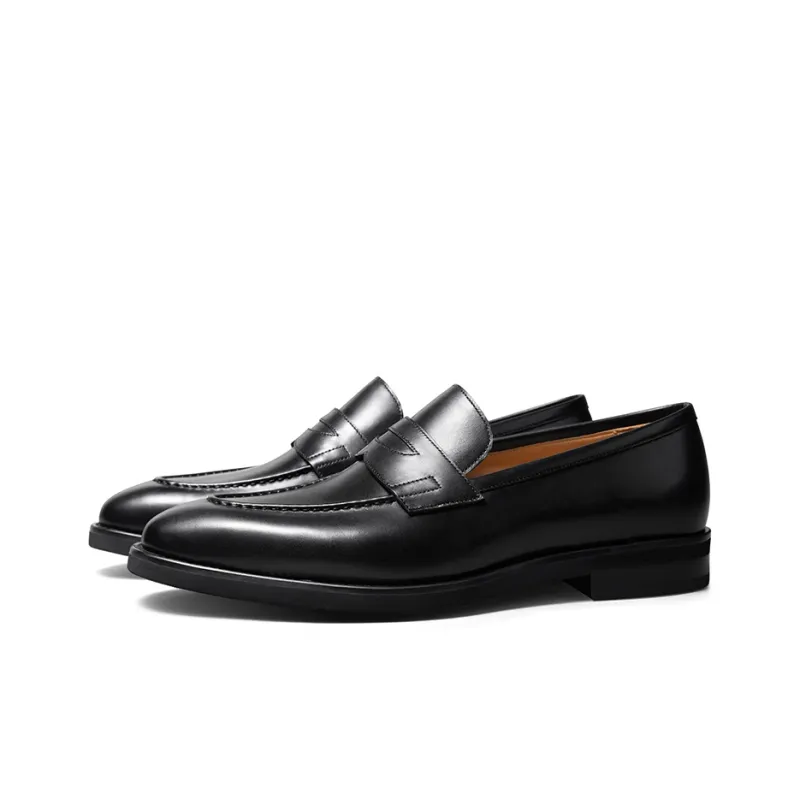 THOM WILLS British Business Calfskin Penny Loafers Casual Shoes Men's Black-1