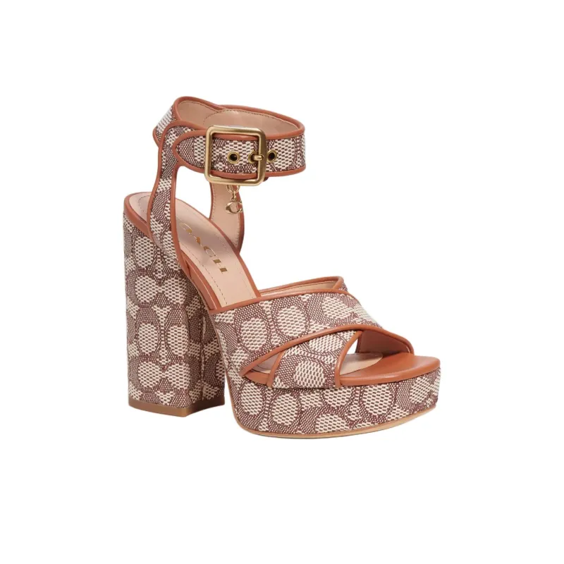 COACH Nelly Strap Sandals 12cm Women's Cocoa-2