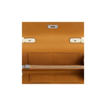 HERMES Kelly To Go Epsom Calfskin Wallets Handheld Shoulder Bag Crossbody Bag Regular Women's Cream White/Sesame