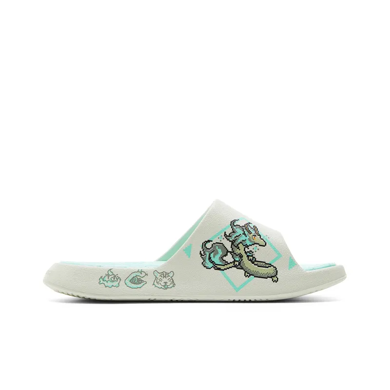 PEAK Rubber Sole Quiet Slide Slippers Women's Milk Jade-1