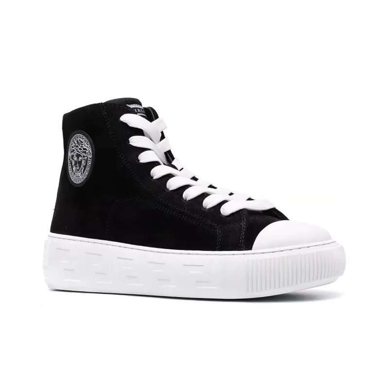 VERSACE Skateboard Shoes Women's High-Top Black/White-2
