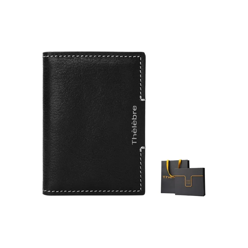 Thereble Top Grain Cow Leather Card Holder Card Holder Men's Black-0