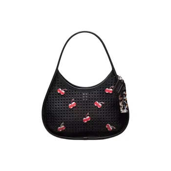 COACH Ergo Leather Handbag Medium Size Women's Black