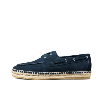THOM WILLS Trendy Versatile Slip on Velvet Espadrilles Casual Shoes Men's Dark Blue