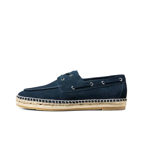 THOM WILLS Trendy Versatile Slip on Velvet Espadrilles Casual Shoes Men's Dark Blue