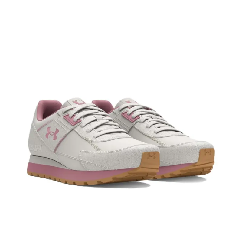 Under Armour Essential  Wear resistant And Lightweight Low Top Casual Shoes Women's White Pink-2