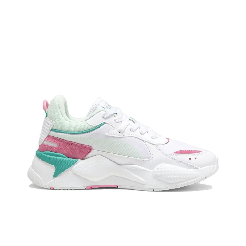 PUMA RS X Retro Resort Cushioning, Slip Resistant, And Abrasion Resistant Low Top Casual Shoes Women's White Pink Green-1