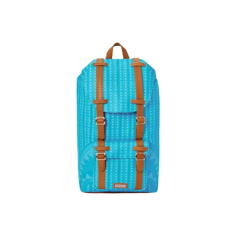 SPRAYGROUND Solid Color Leather Water-Resistant Fabric Backpack Unisex Turquoise-0