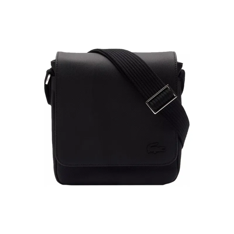 LACOSTE PU Crossbody Bag, Shoulder Bag Regular Men's Black-0