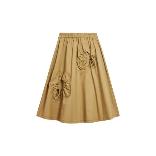 Asuka and new sake Casual Long Skirts Women's Tobacco Brown CJ08