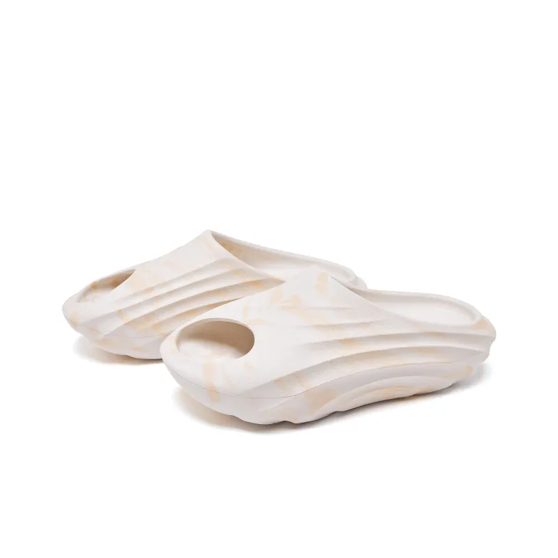 QIAODAN Gravitational Drag Quiet Slip Resistant Abrasion Resistant Quick Dry Slide Slippers Women's White Orange-2