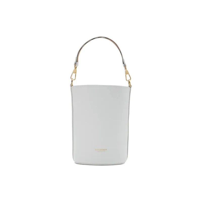 Burberry Textured Calfskin Bucket Bag Handbag Shoulder Bag Crossbody Bag Small Size Women's White-1