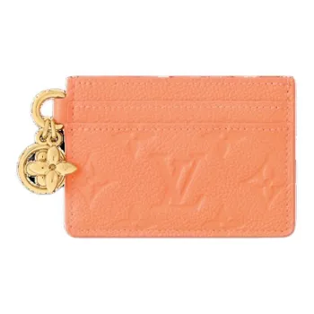 LOUIS VUITTON Leather Card Holder Women's Apricot