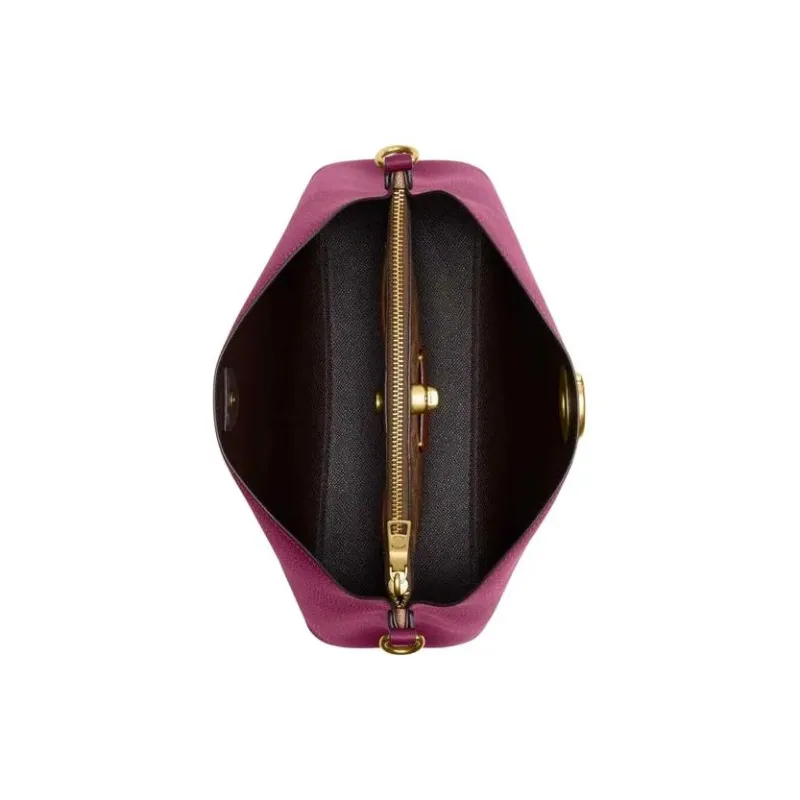 COACH Willow Polished Grain Leather Bucket Bag, Handbag, Shoulder Bag Women's Purple-3