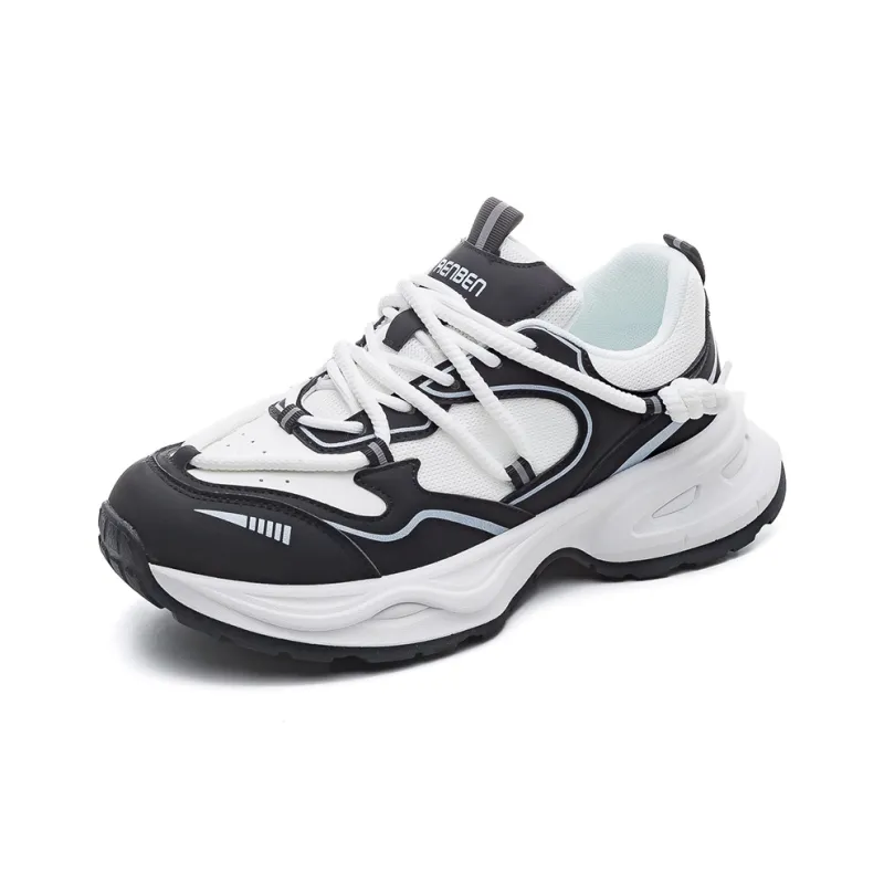 RENBEN Abrasion Resistant Breathable Coverage Balance Height Increasing Low Top Chunky Sneakers Unisex-12